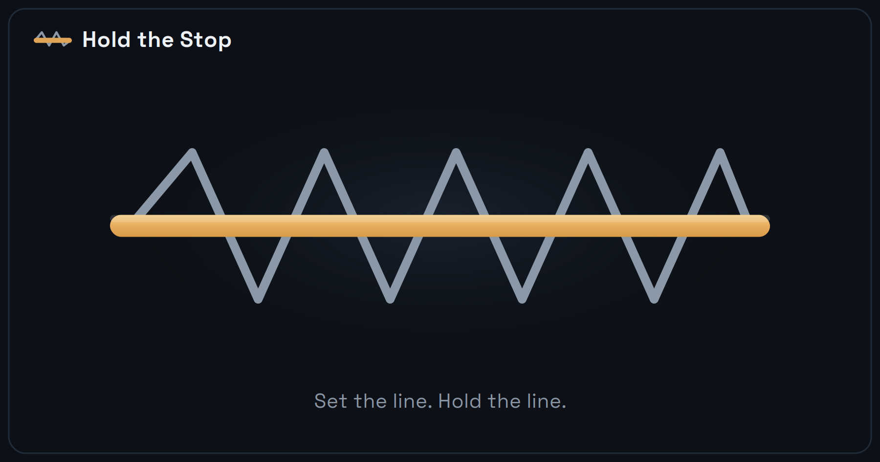 Hold the Stop graphic for building self-discipline — a gold held line over a jagged volatility wave, showing discipline as a system you build, not willpower.